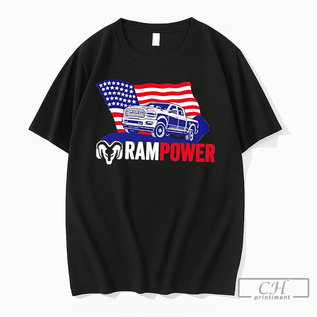 Premium Ram Power Patriotic Truck Usa Flag Tee