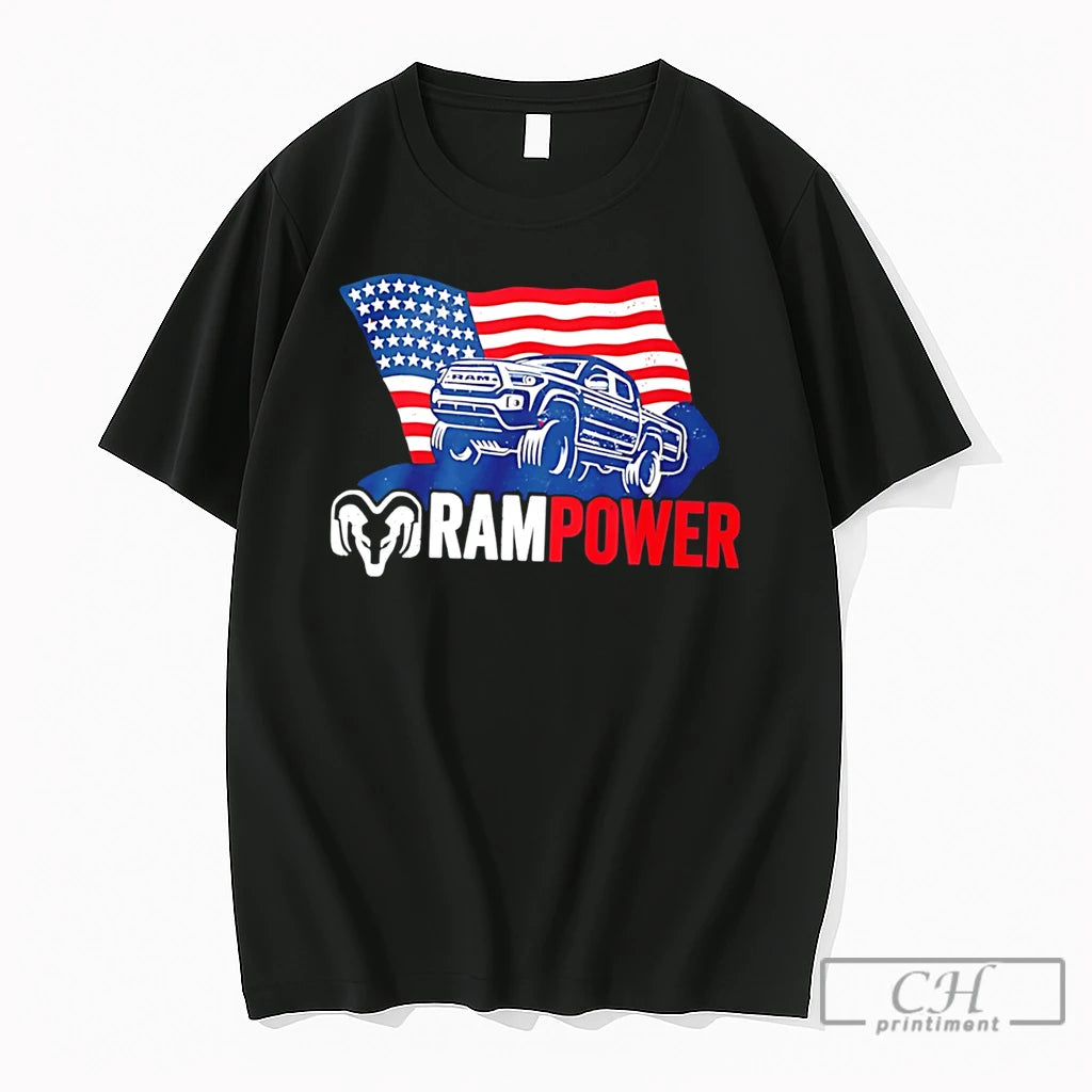 Premium Ram Truck Rampower Patriotic American Automotive Pride Tee