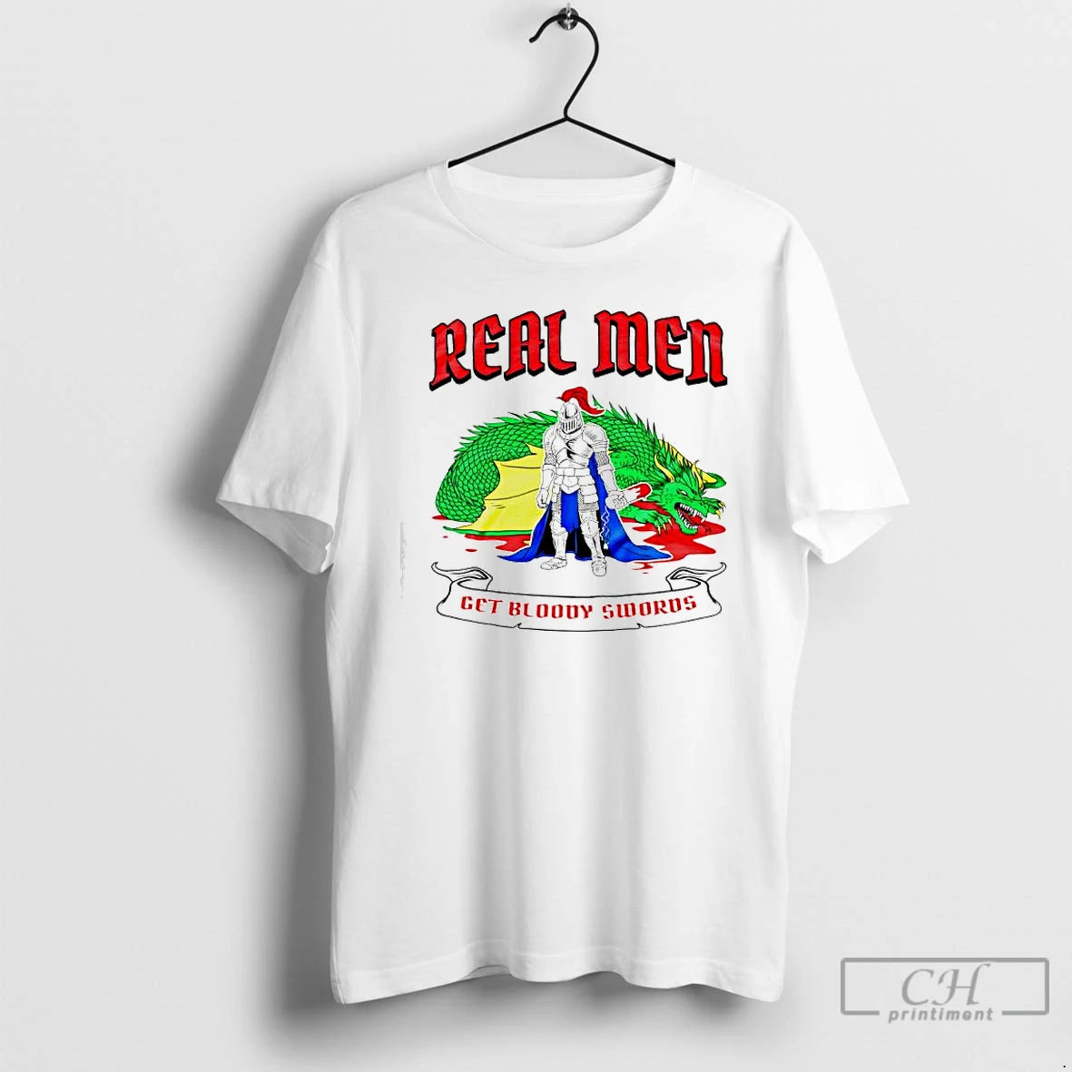 Premium Real Men Get Bloody Swords Knight Defeated Dragon T-Shirts, Hoodie, Sweatshirt | CoreVibeTees.com