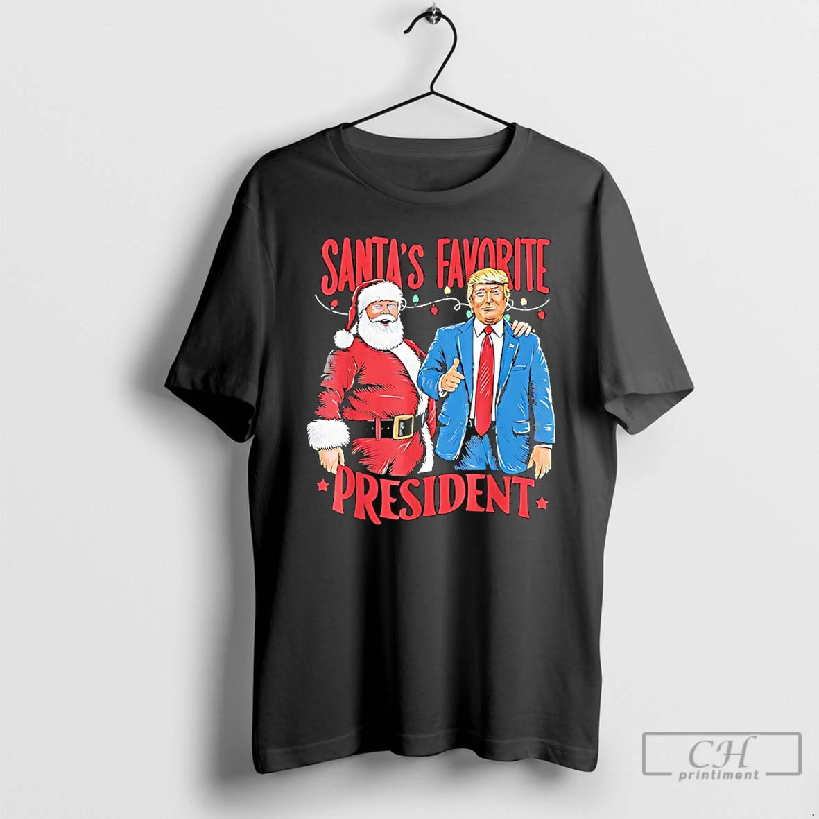 Premium Santas Favorite President Santa Trump Dance Christmas Light T-Shirts, Hoodie, Sweatshirt | CoreVibeTees.com