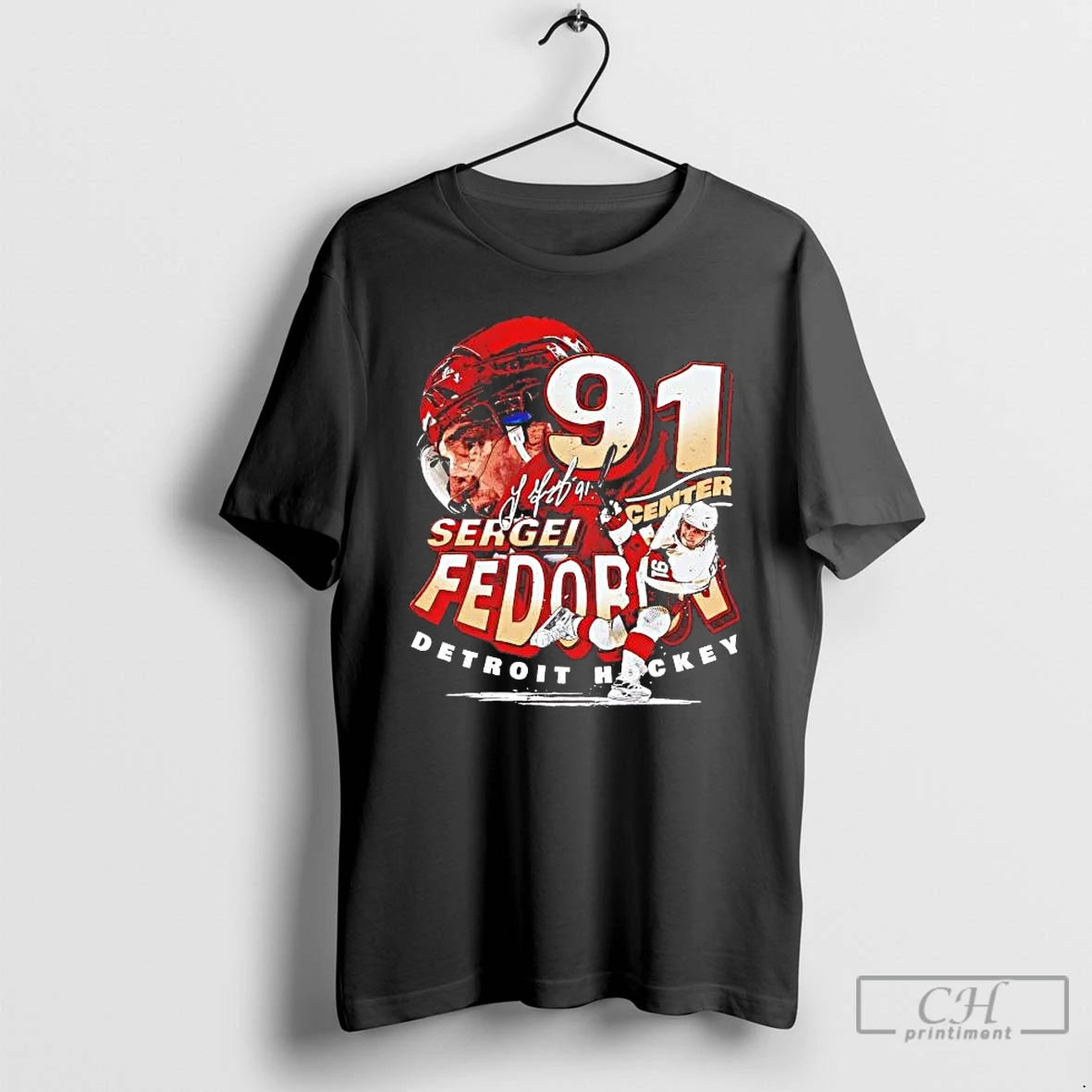 Premium Sergei Fedorov 91 Center Picture Collage Detroit Hockey T-Shirts, Hoodie, Sweatshirt | CoreVibeTees.com