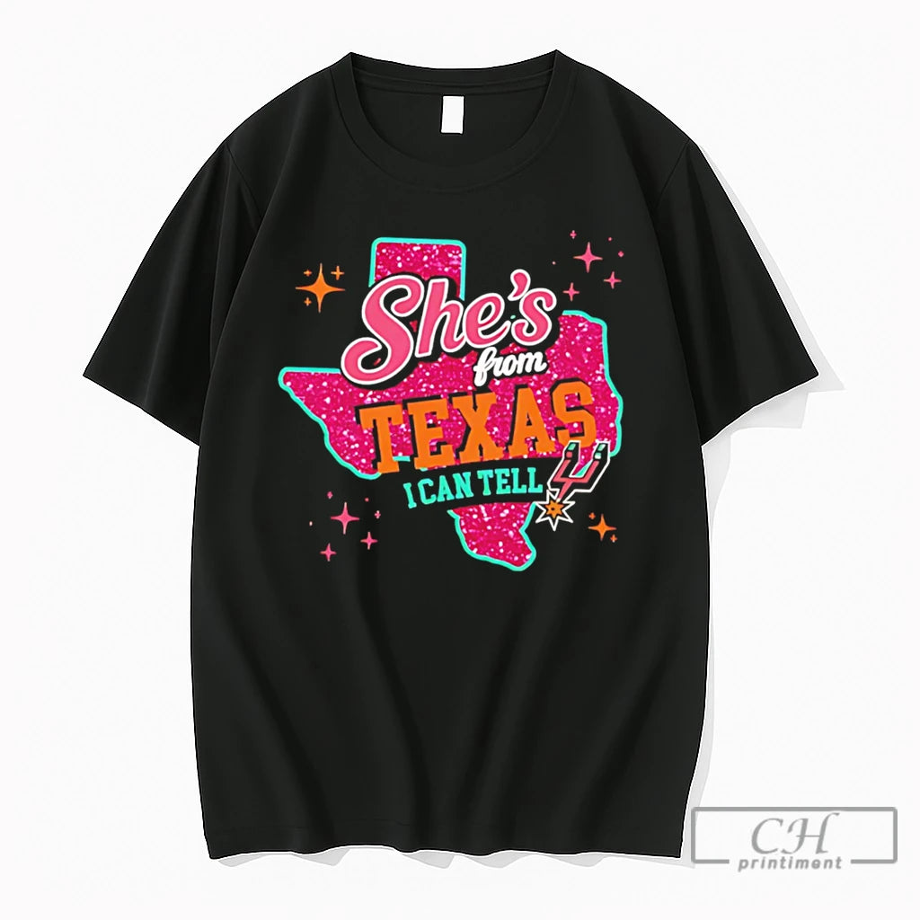 Premium Shes From Texas I Can Tell San Antonio Spurs Tee
