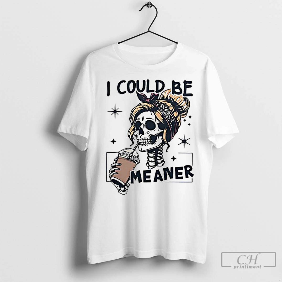 Premium Skeleton I Could Be Meaner Halloween Ceramic Ceramic And Classic Dad Cap
