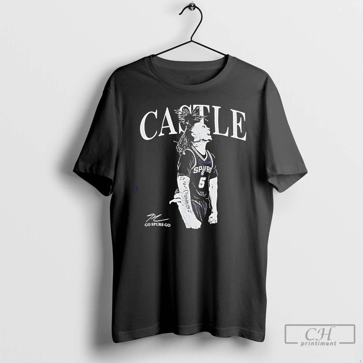 Premium Stephon Castle San Antonio Spurs Player Silhouette Castle Go Spurs Go Signature T Shirts