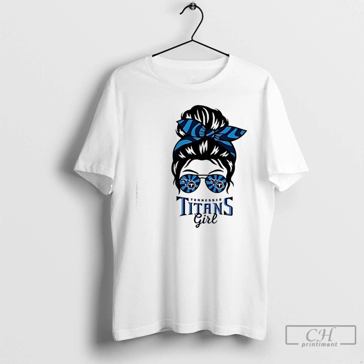 Premium Tennessee Titans Girl Messy Bun Glasses T-Shirts, Hoodie, Sweatshirt | CoreVibeTees.com