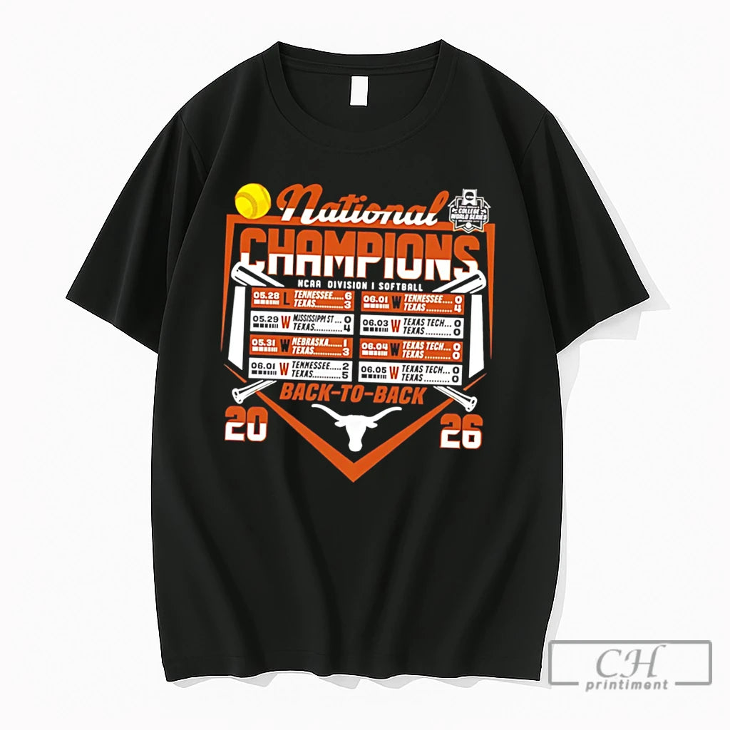 Premium Texas Longhorns 2026 Womens College World Series Champions Bracket Tee