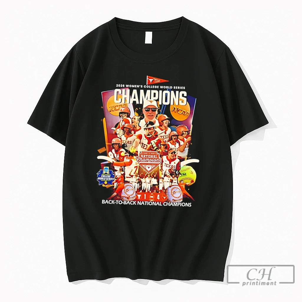 Premium Texas Softball 2026 Wcws Back To Back National Champions Player Collage Tee T Shirts