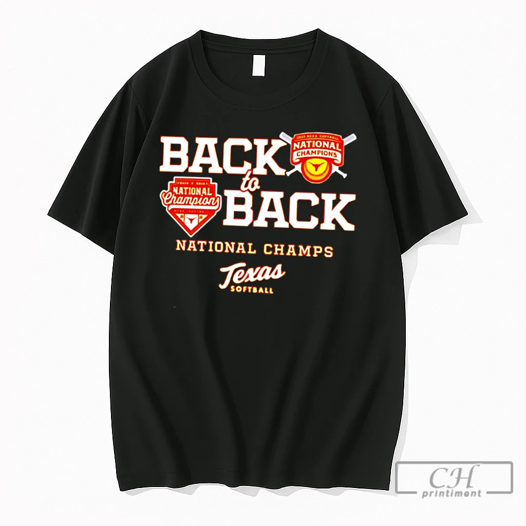 Premium Texas Softball Back To Back National Champions 2026 Tee