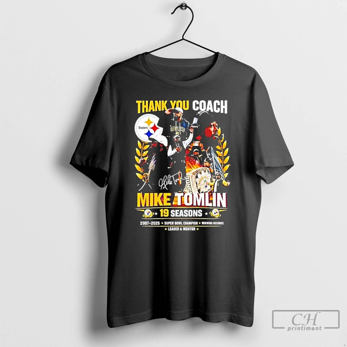 Premium Thank You Coach Mike Tomlin 19 Season Signature T-Shirts, Hoodie, Sweatshirt | CoreVibeTees.com