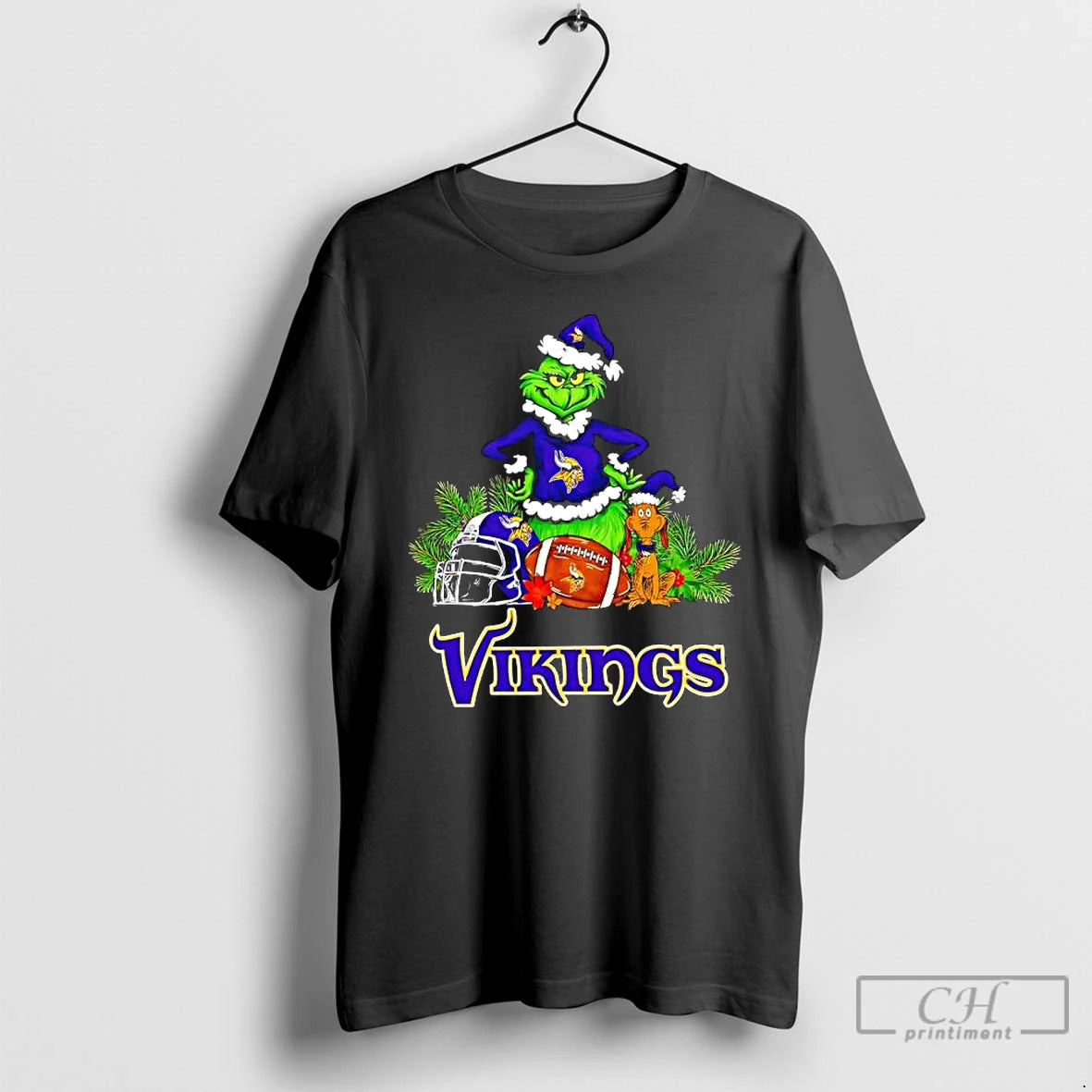 Premium The Grinch And Max Minnesota Vikings Christmas Helmet Items T-Shirts, Hoodie, Sweatshirt | CoreVibeTees.com