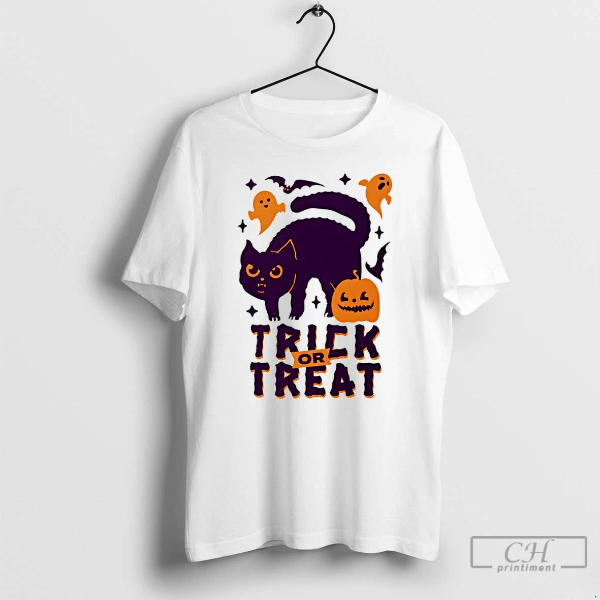 Premium Trick Or Treat Cat And Pumpkin Halloween T Shirts