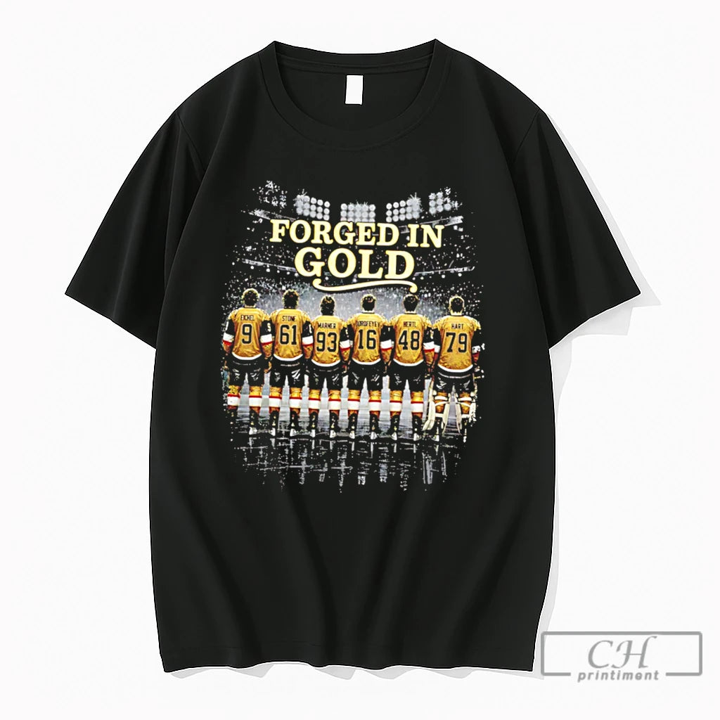 Premium Vegas Hockey 2026 Playoffs Forged In Gold Tee