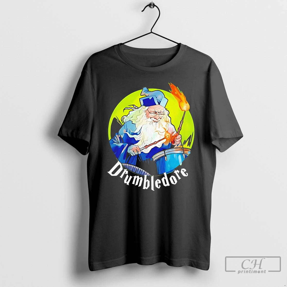 Premium Wizard Drumbledore Music Cartoon Tee