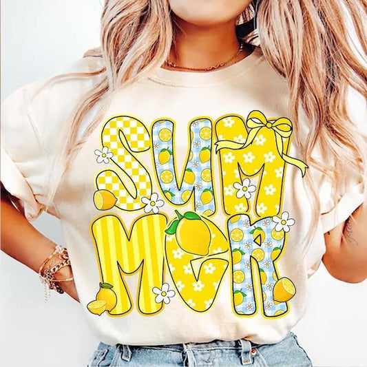 Preppy Summer Vibes Lemon Bow Girly Coquette Trendy Everyday Summer T-Shirt