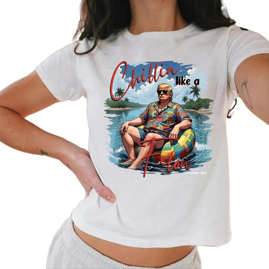President Donald Trump Chillin' Like A Felon Summer 2024 Baby Tee Casual Comfort