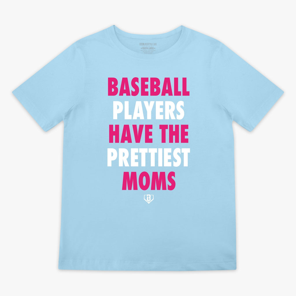 Baseball Players Have The Prettiest Moms Youth Tee - Blue/Pink Hoodie, Sweatshirt | CoreVibeTees.com (Image 1)