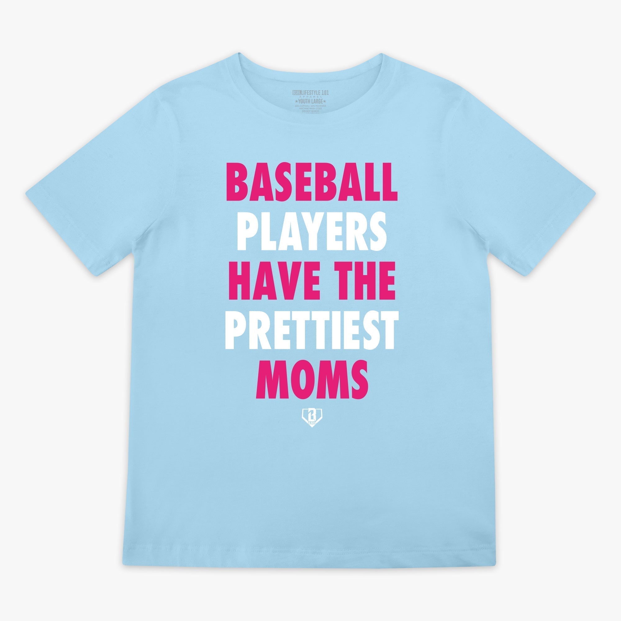 Baseball Players Have The Prettiest Moms Youth Tee - Blue/Pink Hoodie, Sweatshirt | CoreVibeTees.com (Image 1)