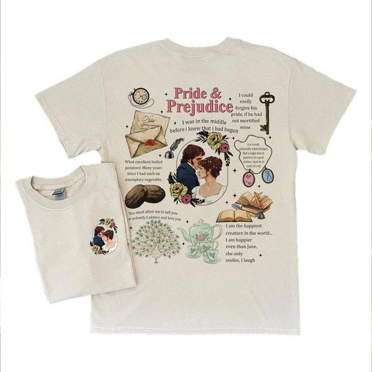 Pride and Prejudice Quotes Two Sides Shirt, Romance Novels Sweatshirt, Jane Austen Inspired Hoodie, Feminist Literary Classic Gift, Unisex Adults Tee