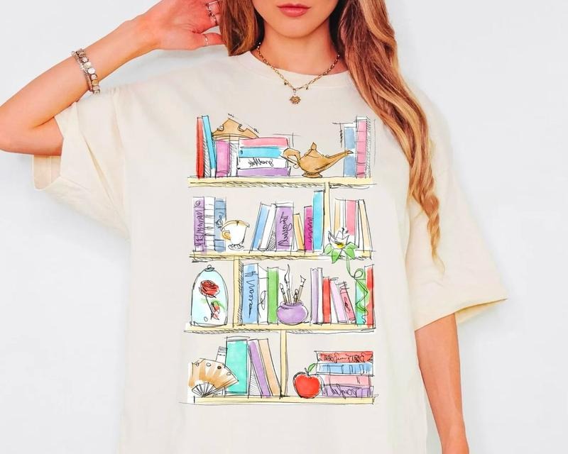 Princess Bookshelf Shirt, Bookish Tee, Library Teacher Shirt, Princess Book Sweatshirt, Bookish Tee, Princess Reading Book Sweatshirt