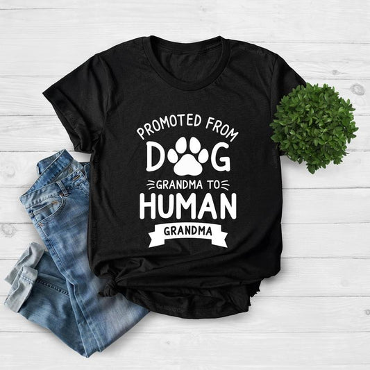 Promoted From Dog Grandma To Human Grandma Shirt, Grandma Shirt, Pregnancy Announcement Shirt, Baby Announcement Shirt, Funny Grandma Gift