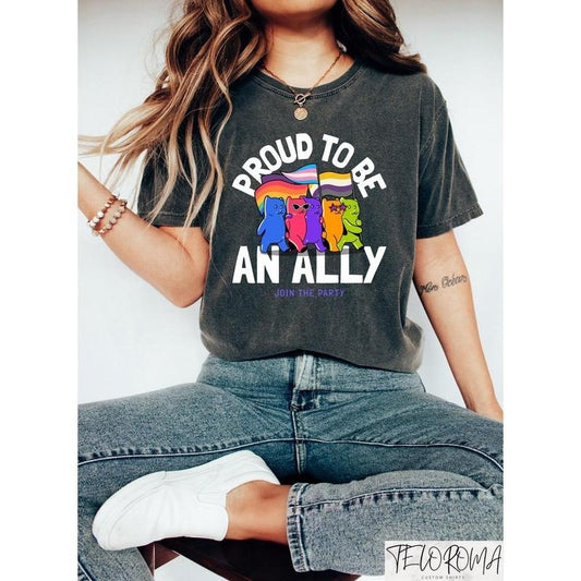 Proud To Be An Ally Shirt, Pride Cat Shirt, Cat Ally Shirt, Pride Month Shirt, LGBTQ+ Cat Shirt, Pride Sweatshirt, Pride Matching Shirts