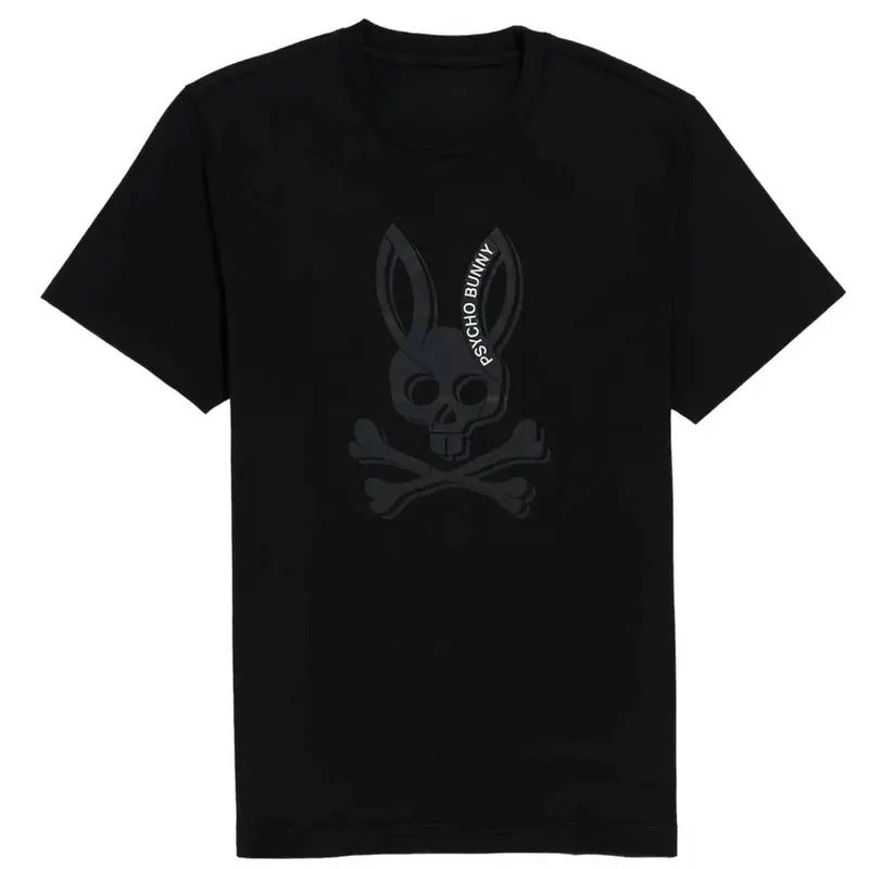 Psycho Bunny Skull Graphic T-Shirt, Black Bunny Print, Short Sleeve Cotton T Shirt, Crew Neck, Unisex Shirt, Gift for Him, Gift for Her, Menswear Top, Womenswear Top