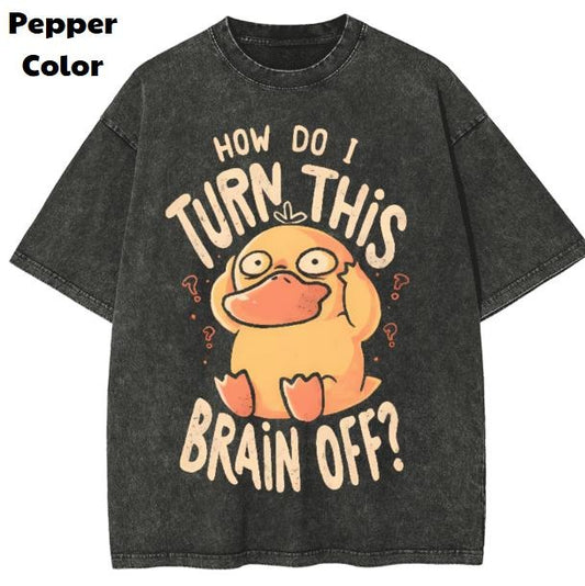 Psyduck Vintage Tees, How Do I Turn This Brain Off T-Shirt, Pokemon Graphic Tees, Funny Pokemon Shirt, Unisex Anime Shirt, Menswear Womenswear Streetwear