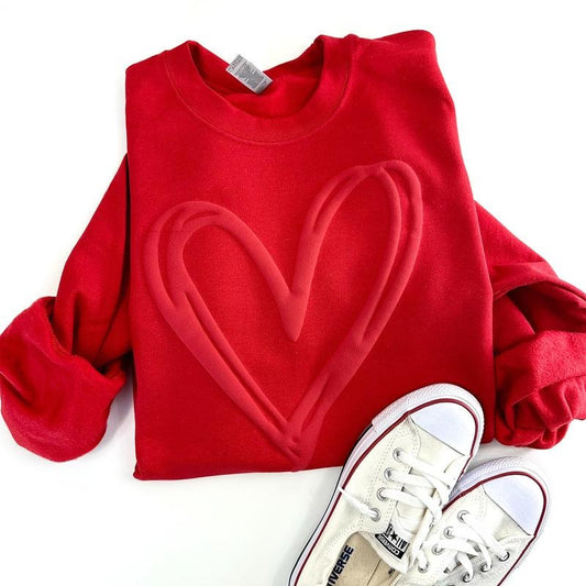 Puff Print Double Heart Crewneck Sweatshirt, Hoodie, T-shirt, Embossed Valentine's Day Sweatshirt, Heart Puff Sweatshirt, Hearts Sweatshirt, Valentines Day Gift Idea