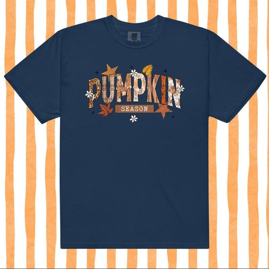 Pumpkin Season Fall Tee - Comfort Colors Unisex Apparel Relaxed Fit Printed In The USA Clothing Womenswear Casual Comfort Cotton Top Athletic Boho Chic garment-dyed heavyweight Crewneck