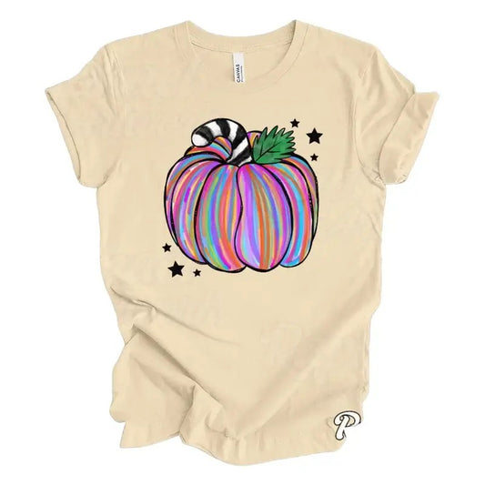 Pumpkin Shirt, Vintage Colorful Pumpkin Tshirt, Halloween Shirt, Gift For Halloween, Cute Fall Shirt Cotton