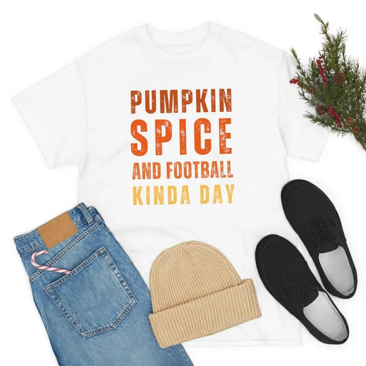 Pumpkin Spice And Football Kinda Day Unisex Heavy Cotton Tee - Football Mom Christmas Gifts