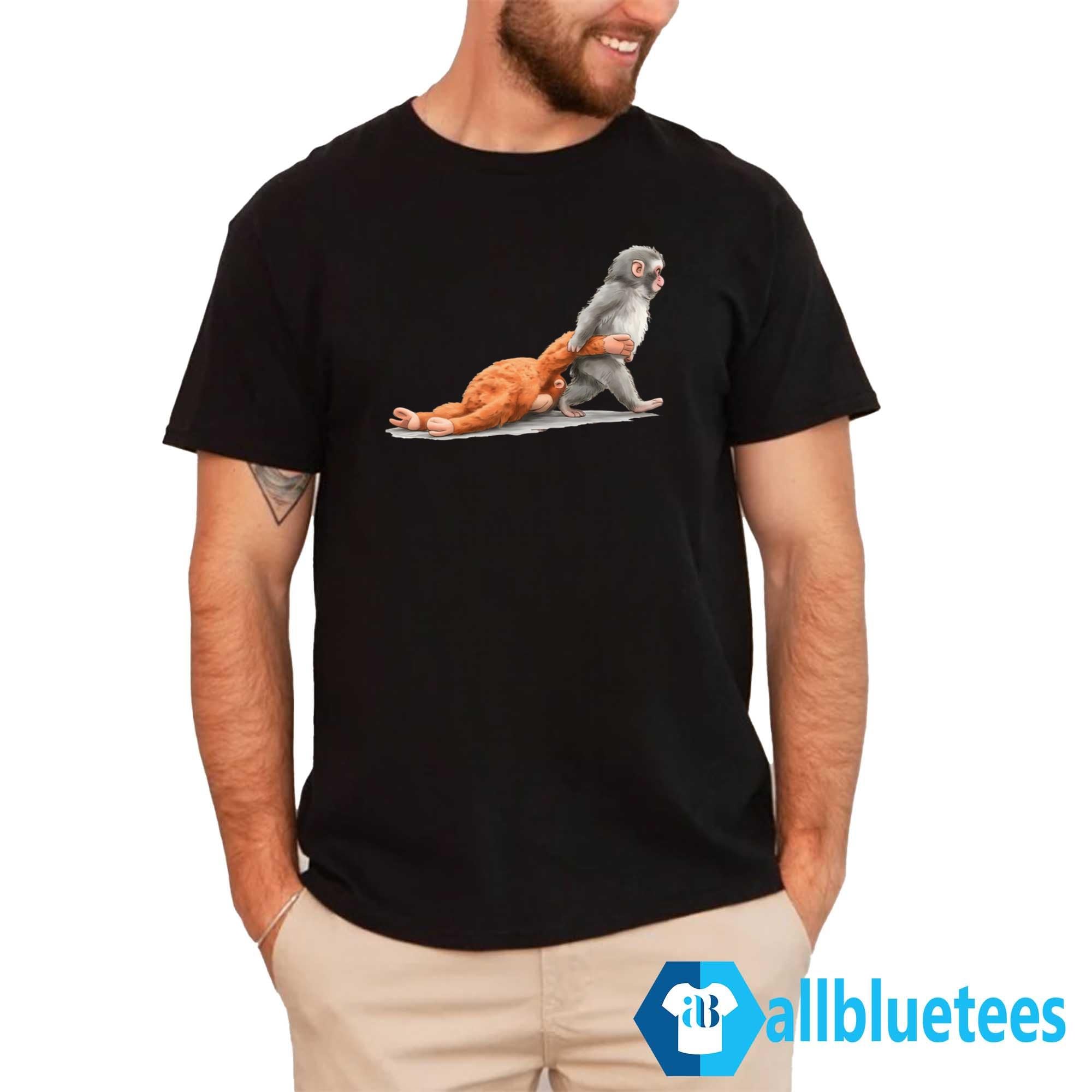 Punch Baby Monkey Holding Plush Toy Shirt