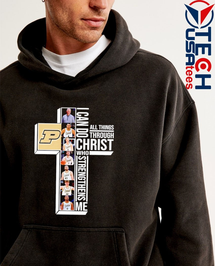 Purdue Boilermakers Basketball players cross I can do all things through Christ who strengthens me shirt