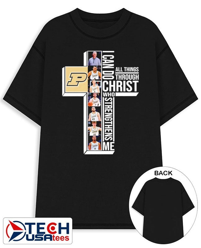 Purdue Boilermakers Basketball players cross I can do all things through Christ who strengthens me shirt