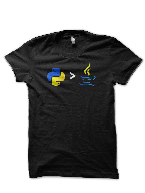 Python Greater Then Java Black T-Shirt Hoodie, Sweatshirt | CoreVibeTees.com