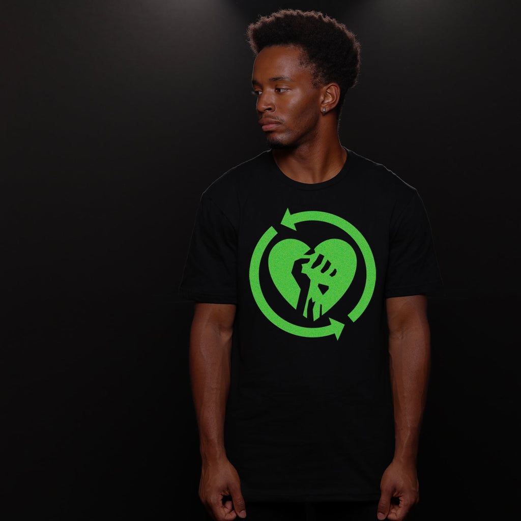 Heart Fist Flame Glow In the Dark T-Shirt (Black) Hoodie, Sweatshirt | CoreVibeTees.com (Image 3)