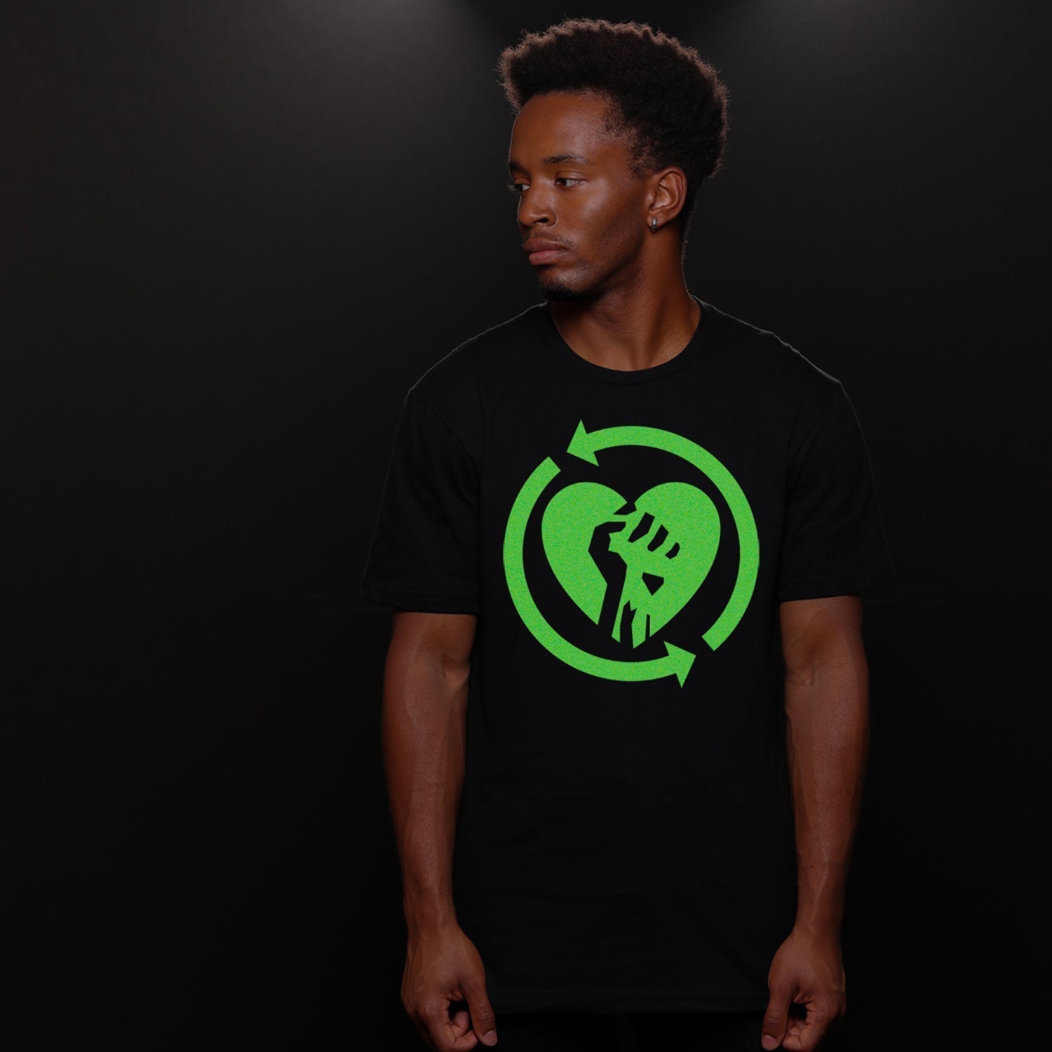 Heart Fist Flame Glow In the Dark T-Shirt (Black) Hoodie, Sweatshirt | CoreVibeTees.com (Image 3)