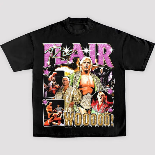 RIC FLAIR TEE, Wrestling Tee, WWE Tee, Wrestling Gift Crewneck Cotton Menswear Hoodie Sweatshirts Streetwear