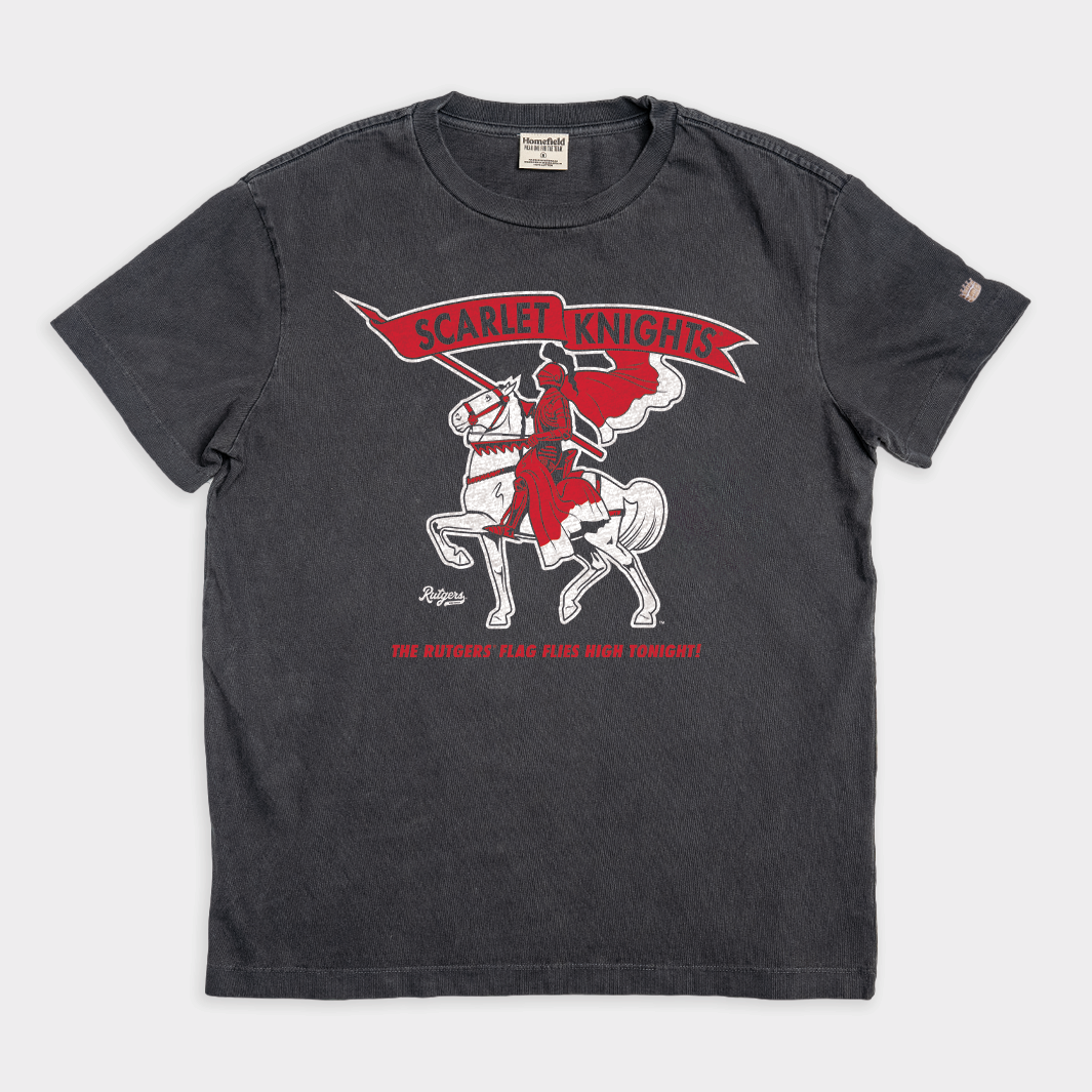 Rutgers "Flag Flies High" Scarlet Knights Vintage Heavyweight Tee Style001 Hoodie, Sweatshirt | CoreVibeTees.com (Image 1)