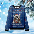 Raccoon Mugshot Ugly Christmas Sweater