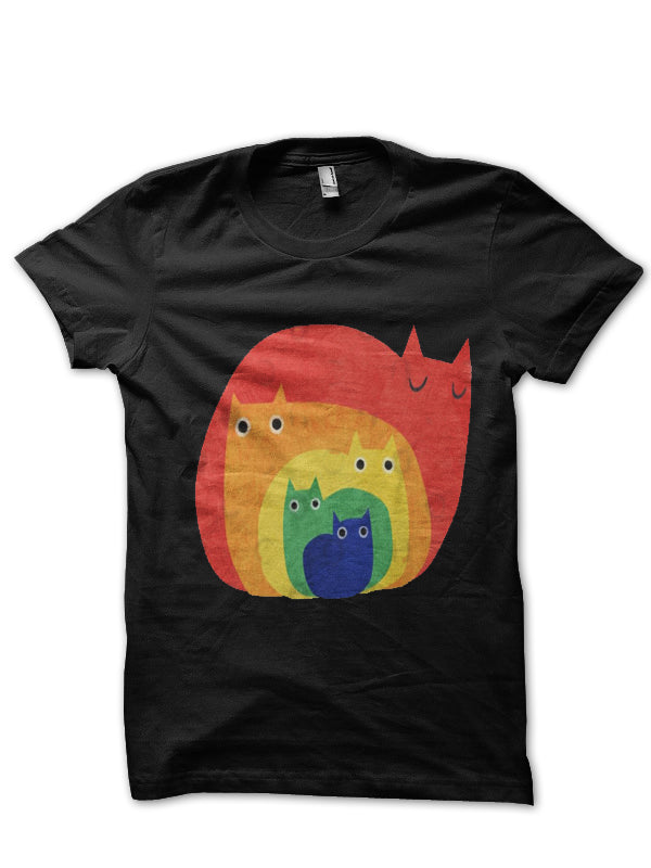 Rainbow Cats Black T-Shirt Hoodie, Sweatshirt | CoreVibeTees.com