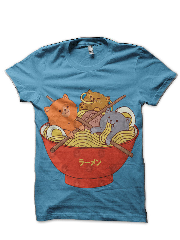Ramen and cats Light Blue T-Shirt Hoodie, Sweatshirt | CoreVibeTees.com