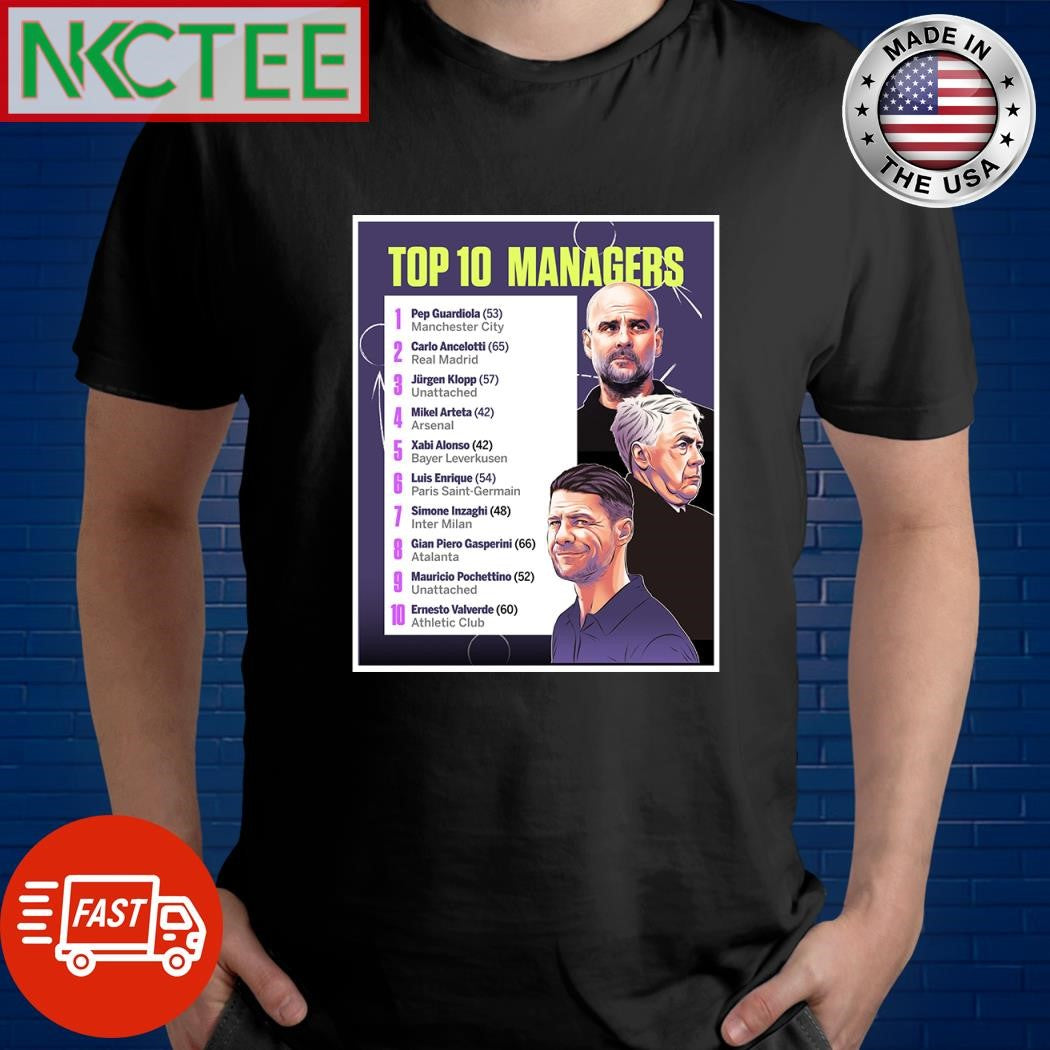 Ranked the top 10 best men’s club managers in Europe fc shirt