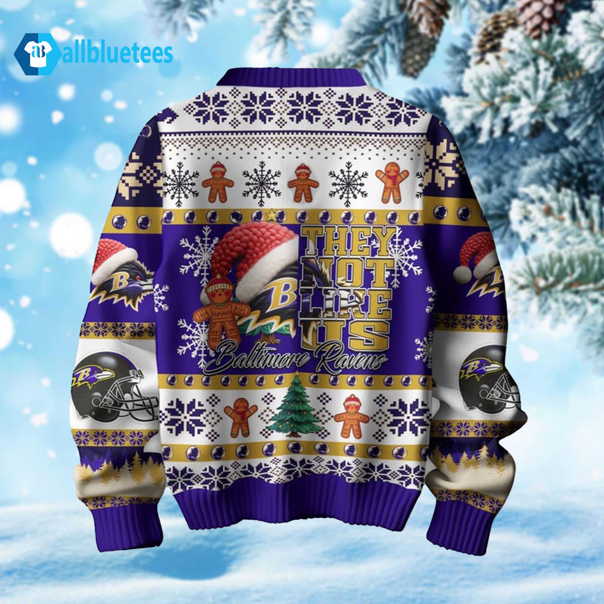 Ravens They Not Like Us Ugly Christmas Sweater