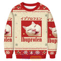 Red Ibuprofen Meme Cat Christmas Ugly Sweater