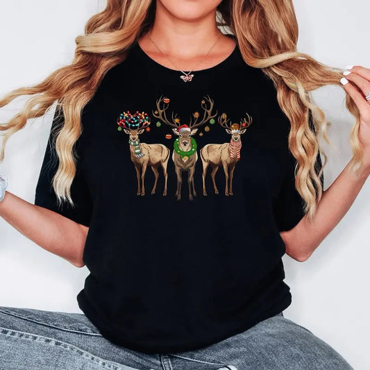 Reindeer Xmas Sweatshirt, Women's Christmas Shirt, Retro Xmas Shirt, Holiday Sweaters, Christmas Gifts, Xmas Tshirt, New Year Shirt