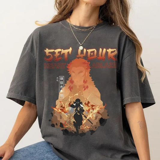 Rengoku Kyojuro Flame hashira Demon Slayer Shirt, Flame Pillar Kimetsu No Yaiba t-shirt, anime sweatshirt hoodie, Tanjiro shirt, Rengoku t-shirt, Y2k Shirt, Gift for Anime lover