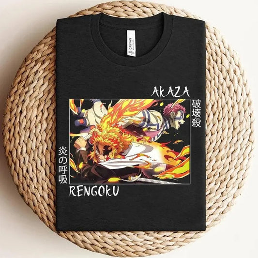 Rengoku vs Akaza Shirt, Demon Slayer Shirt, Anime T-Shirt, Graphic Tees, Gift For Anime Fans, Kimetsu No Yaiba Shirt, Manga Shirt, Unisex Sweatshirt, Hoodie, Comfort Colors