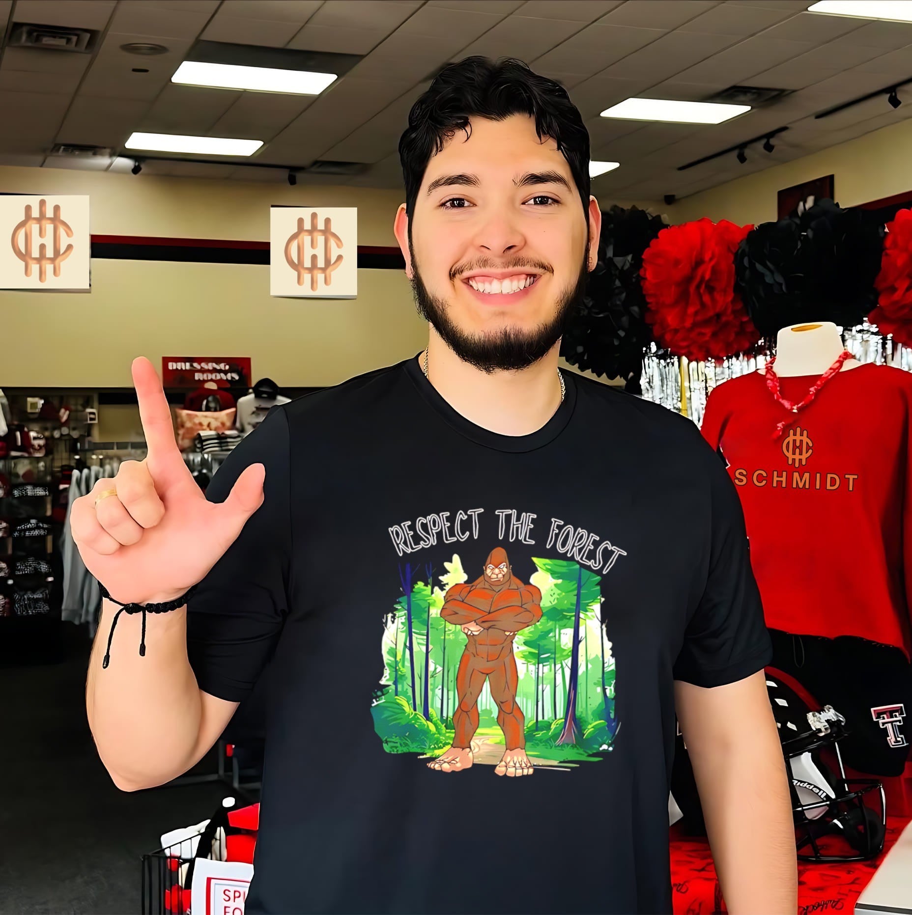 Respect the forest with bigfoot cartoon shirt