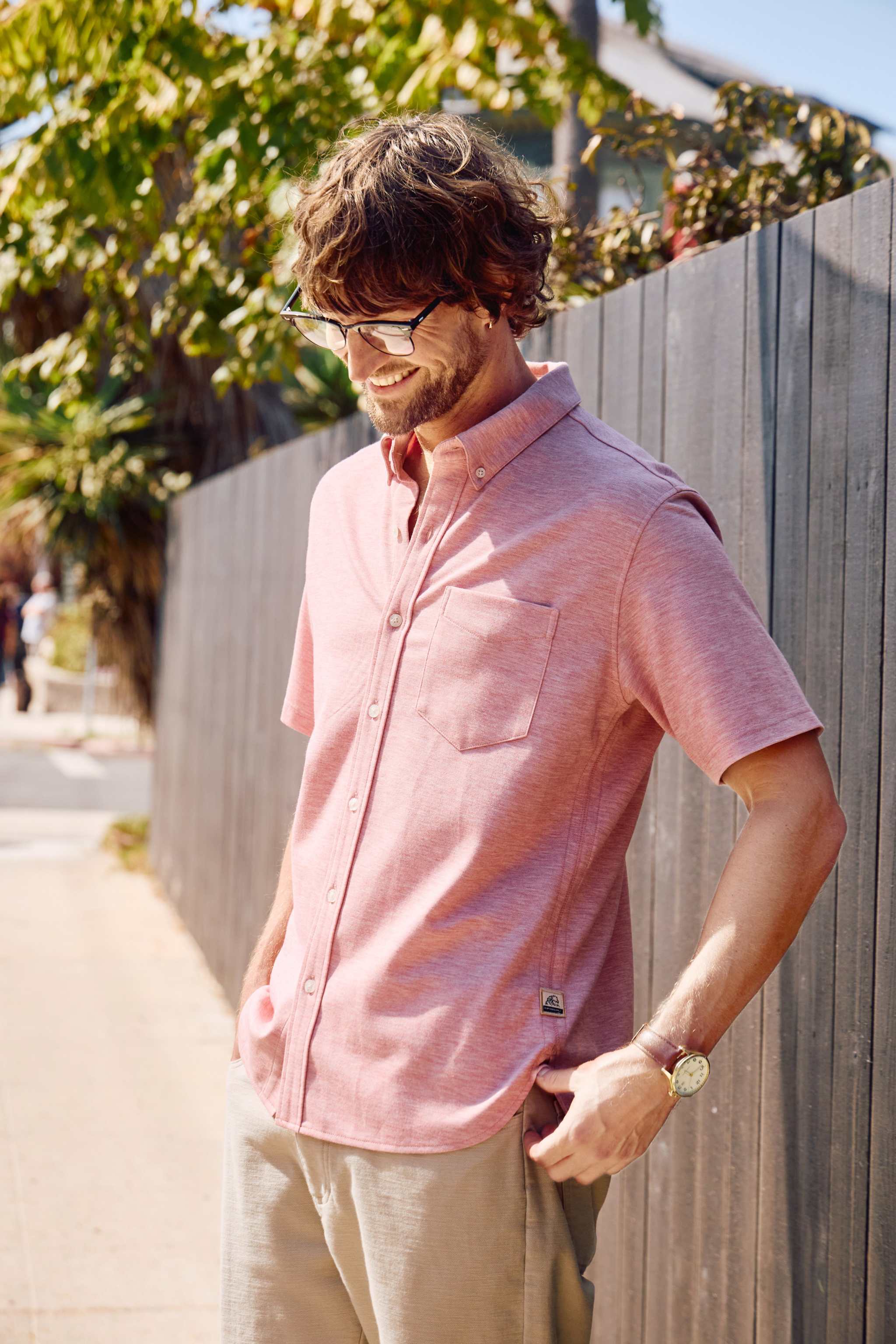 Tony Pique Knit Shirt - Pink Heather Hoodie, Sweatshirt | CoreVibeTees.com (Image 2)